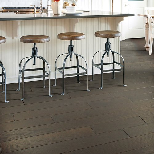 Dark brown hardwood flooring from Prestige Flooring Center in Cathedral City, CA