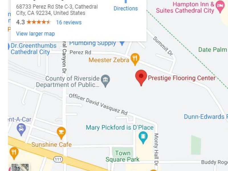 Prestige Flooring Center showroom's location in Cathedral City, CA