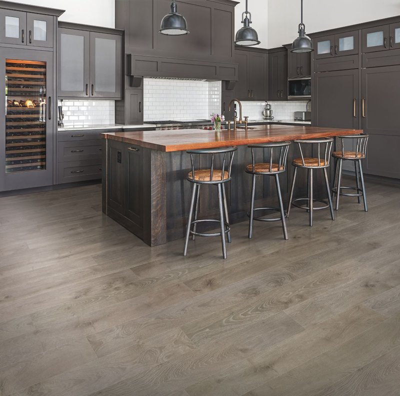 Modern kitchen with laminate floors